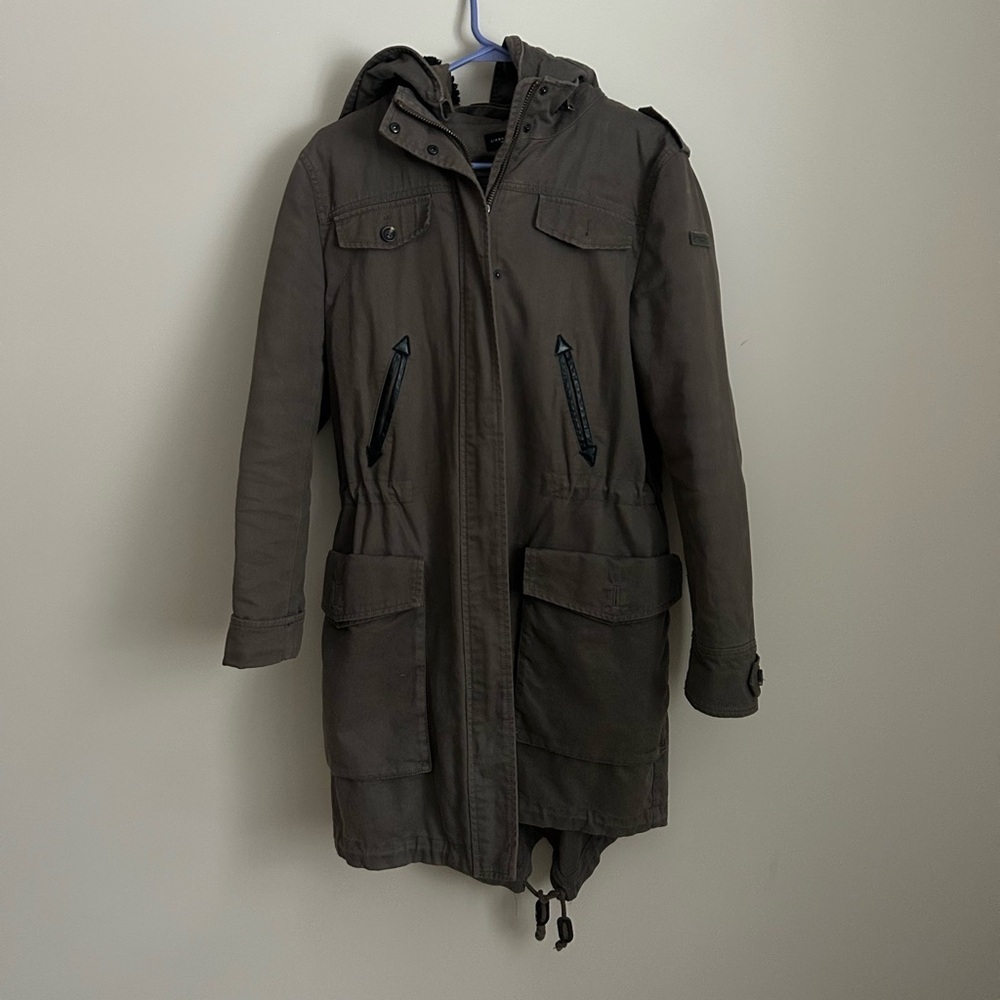 Liebeskind Canvas Trench Coat with Hood Size 40 Large